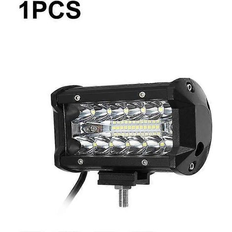 Barre lumineuse LED blanche et jaune ANMINGPU 5 pouces 12 V/24 V 72 W, faisceau concentré, pour Jeep, camion, 4x4, quad, voiture, antibrouillard, 1 pièce, blanc C (1/5)
