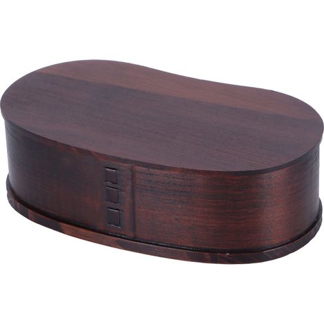 Boîte à bento japonaise en bois portable pour pique-nique, rangement alimentaire 17x9cm (1/5)