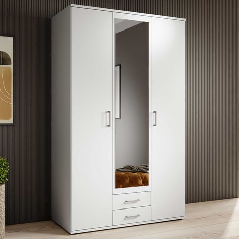 KARL Elégante armoire 3 portes avec beaucoup d`espace de rangement - Armoire polyvalente en blanc avec porte (1/5)