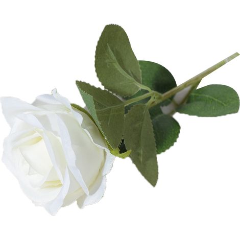 Roses artificielles en soie, fleurs artificielles blanches, ornements décoratifs pour la maison et le salon.-AquaForge (1/5)