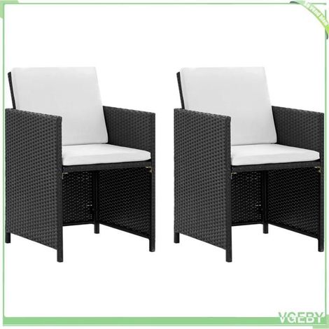 Ensemble à manger d'extérieur 5 pcs - FAFEICY - 42521 - Résine tressée noire - Coussins crème - Cadre acier, dessus verre (1/5)
