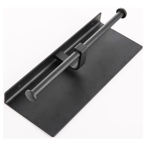 Porte-rouleau de papier toilette sans perçage avec support pour téléphone portable, support mural double pour salle de bain (noir) (1/4)