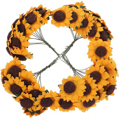 100 mini tournesols artificiels chics en papier pour décoration de mariage et loisirs créatifs (orange) (1/3)