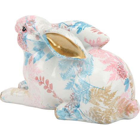 Statuette de lapin artisanale de style nordique, décoration de bureau en résine texturée effet peinture à l'huile réaliste, ornement pour la maison, cadeau.
