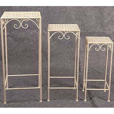 Vigor 9618355 Mika Portafiori in Ferro Battuto Set da 3 Pezzi 30x70h 25x60h 20x50h cm colore Bianco