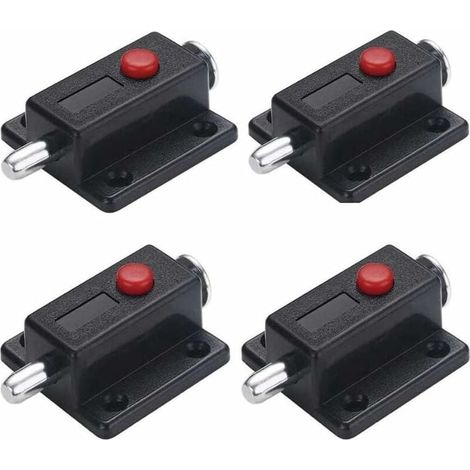 4 cerraduras de puerta automáticas con pestillo de resorte y perilla de resorte, color negro, GU.B/bueno (1/5)