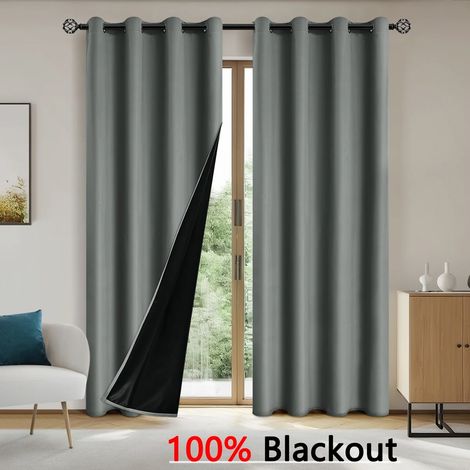 Lot de 2 Rideaux Occultants 100x160cm - Isolation Thermique et Protection Solaire, Pour Chambre et Salon (1/5)
