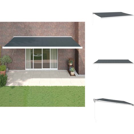 Auvent rétractable anthracite 5x3 m tissu et aluminium - Auvent Retractable - Pergola Mural - Abri Terrasse - Ombrage Exterieur - Stores Exterieurs (1/5)