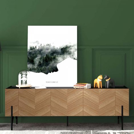 Meuble TV vintage bois motif chevron SEQUOIA (1/5)