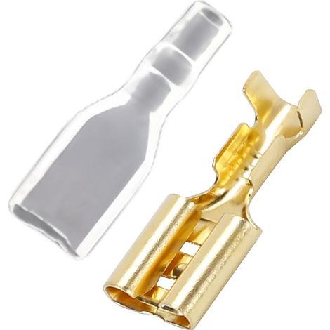 44 pièces, Connecteurs électriques 6.3, Ensemble de cosses femelles plats, gaines isolantes et terminaux à sertir, 0.5-2.5mm² pour câble électrique, voiture, moto,scooter et camion (1/5)