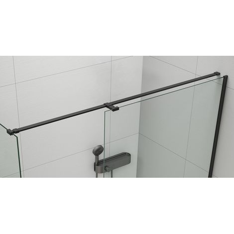 Barre de support mural pour paroi de douche universelle ESCA 1400 mm, noir mat (1/3)