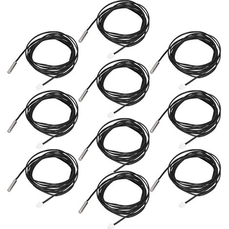 10 Pièces Cable Capteur de Température Numérique -25℃ à 125℃ NTC, 10K B3435 (1/5)