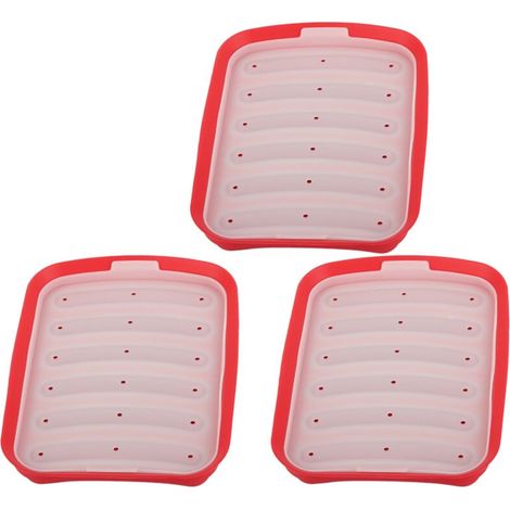 3PCS Sausage Hot Dogs Silicone Mold DIY Ham Making Mould Baby Food Supplement Baking ToolsRed