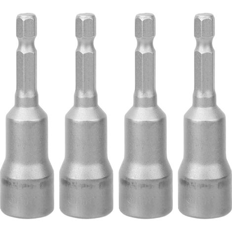Ensemble De Douilles Hexagonales Magnétiques - Acier Trempé Noir Anti-Rouille - Pour Visseuse Pneumatique Et Électrique - Lot De 4 Pièces (1/5)