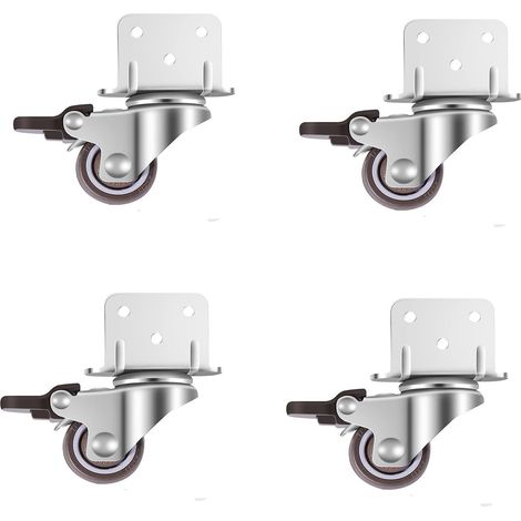 Petites roulettes pivotantes pour meubles avec frein plaque de montage en L convient pour supports de fleurs crèches 4pcs 32mm (1/5)