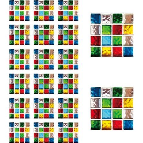 Feuilles Mosaïque Autocollantes 10x10 cm - Lot de 20 Pièces Étanches pour Cuisine et Salle de Bain - (1/4)