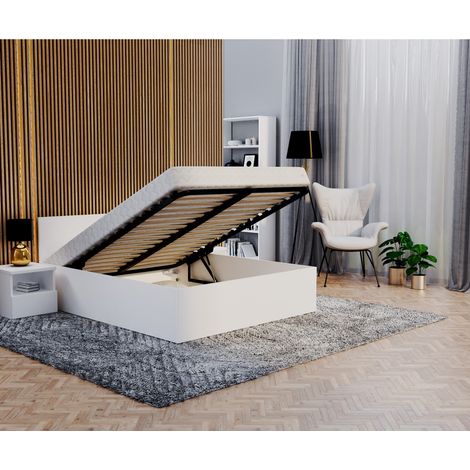 Lit coffre Paris 160 x 200 cm avec sommier à lattes relevable Blanc