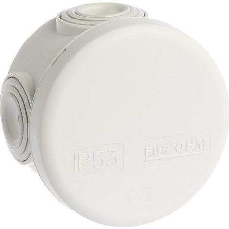 Eur Ohm – Boîte de dérivation ronde 60x40mm – Indice de protection IP55 – 4 entrées pour câbles jusqu'à 20mm – Pour espaces confinés