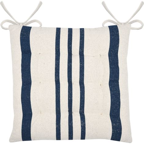 Galette de chaise à rayures Bleu Marine 38x38 cm