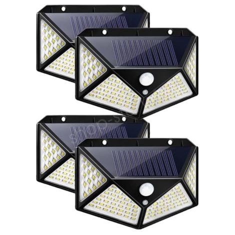 Lampe Solaire Extérieur 100 LED : Éclairage Mural Sans Fil à 120° avec Détecteur de Mouvement (1/3)