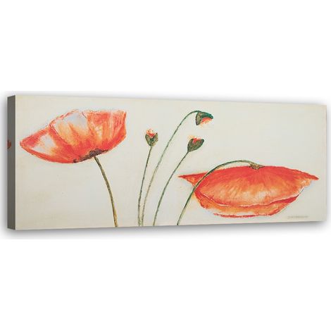 Tableau sur toile Coquelicots rouges 90x30 (1/5)