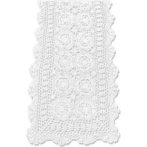 Chemin de table rectangulaire blanc en dentelle crochetée à la main en coton, décoration pour commode 2025 (1/5)