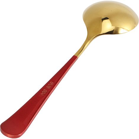 Lot de 5 cuillères à soupe en acier inoxydable, cuillères pour enfants, cuillères à soupe, couverts, ustensiles de cuisine, rouge (1/5)