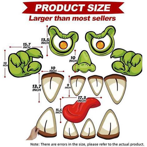 1 set. Color: Green. Material: PP. Car decoration kit. Halloween decoration monster face (batch). (1/4)