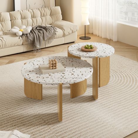 bellebio-Table basse modulaire moderne, table d'appoint, ensemble de table basse pour salon, table de chevet pour canapé et balcon, lot de 2 (1/5)