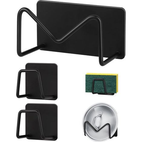 Set di 3 porta spugne adesivi in acciaio inox per lavello, cucina e bagno, non è necessaria la foratura. (1/5)