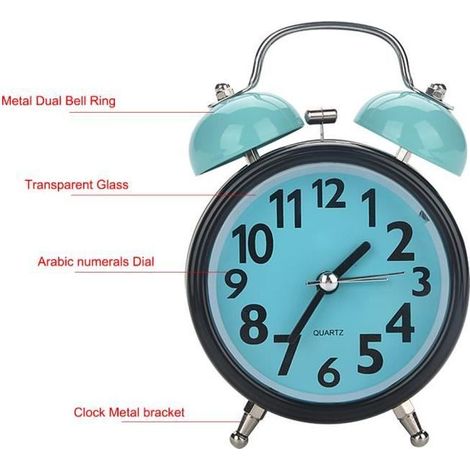 Réveil - Akozon - Montre de nuit - Mécanique - Ultra silencieux - Double cloche (1/4)