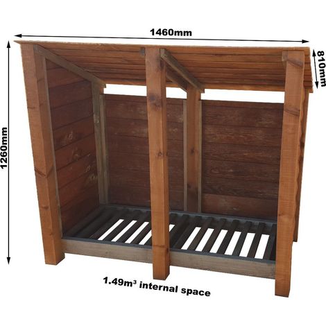 Wooden Log Store Reverse Roof, W146xH126cm (Brown finish)