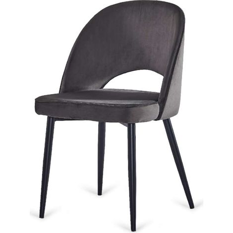 Pack de 4 sillas Teruel tela velvet en gris oscuro. 89 cm (alto) 48 cm (ancho) 48 cm (fondo) (1/2)