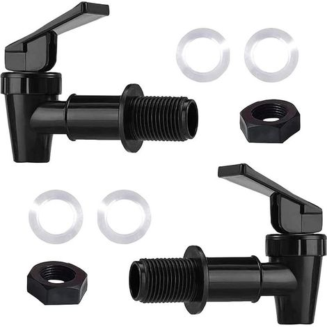 Lot de 3/4 robinets de refroidissement de rechange, distributeur d'eau en plastique, carafe de bouteille de type poussoir, bec verseur réutilisable, levier de boisson, robinet d'eau (noir) (1/5)