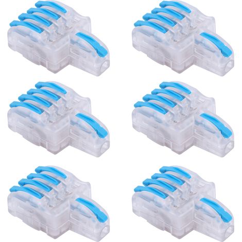 Lot de 20 connecteurs rapides de type T, borniers en cuivre 1 entrée 4 sorties pour commande électrique (bleu) (1/5)