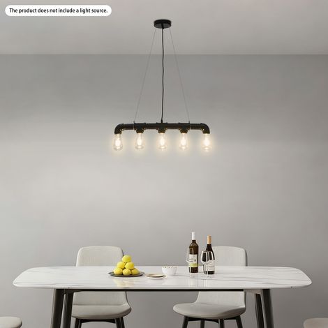 【Maison connectée】E27 Suspension Luminaire en Industriel E27 Réglable 5 Lumières Suspension Lustre en Métal E27, Luminaire Lampe Pendentif Vintage Réglable en Hauteur pour Salon Cuisine, Chambre (Sans (1/5)