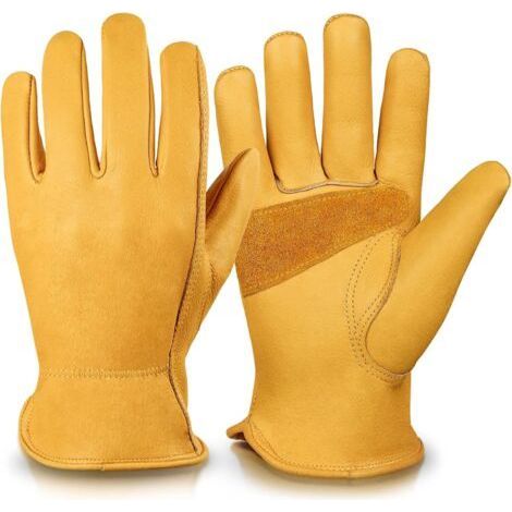 Gants de jardinage en cuir confortables et anti-coups de couteau pour le jardinage et les travaux ménagers pour hommes et femmes (taille L) (1/5)