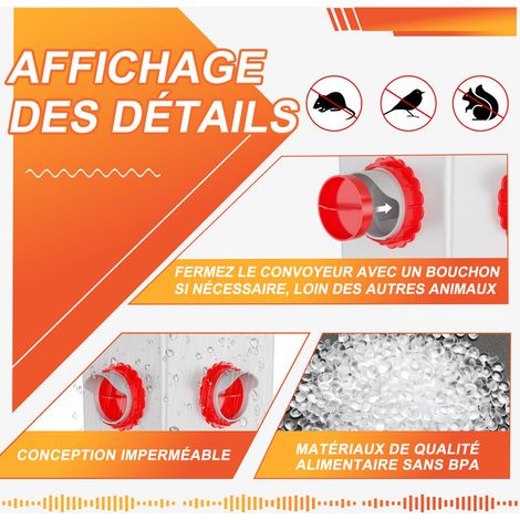 Mangeoire à Poules Automatique Anti-Gaspillage avec Scie-Cloche Kit de Distributeur de Nourriture par Gravité pour Seaux Poulailler Canards Oiseaux Animaux de Basse-Cour (1/5)