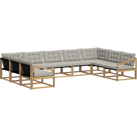 Set di divani da esterno 9 pz Bianco e Grigio Chiaro vidaXL (1/5)