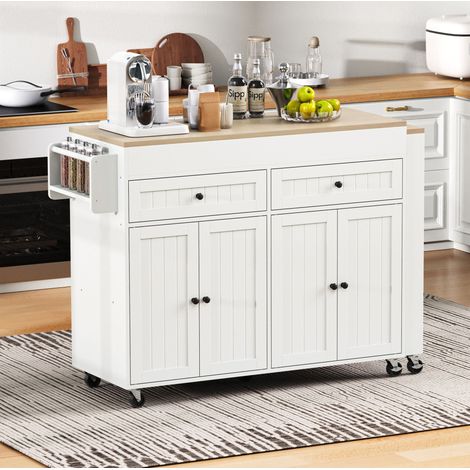 table repas mobile rangement 180 cm MDF blanc nature OKMYHOME (1/5)