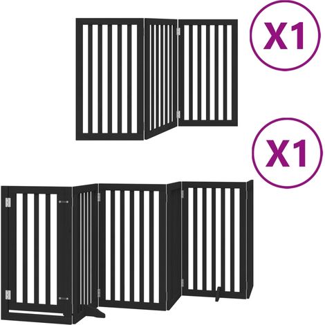 Barrière de sécurité pour chien animaux de compagnie porte pliable 9 panneaux bois peuplier noir