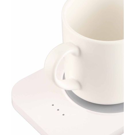 Sous-tasses intelligent à température constante (55 degrés Celsius), chauffe le lait et le café, réchauffe les tasses, sous-tasses isolant, chargement sans fil, alimentation USB, blanc. (1/5)