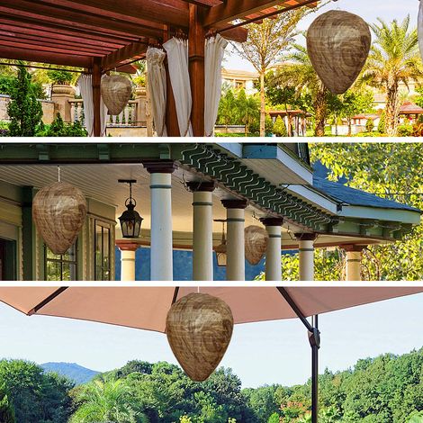 Fake Wasp Nest - Waterproof Hornet Deterrent - Outdoor Bee Repellent for Eaves Garden Balcony - 4 Pieces (1/5)