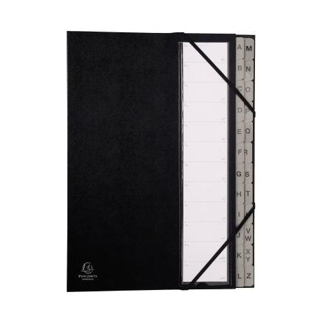 Ordnungsmappe Ordonator® DIN A4 225g/m² Balacron Farbe: schwarz Farbe des Fächerblocks: grau 24 Fächer (1/4)