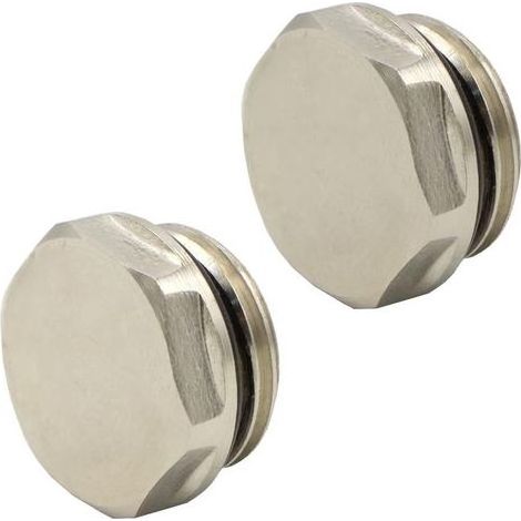 Set di 2 tappi di chiusura per radiatore e distributore da 1/2", autosigillanti, in ottone nichelato (1/5)