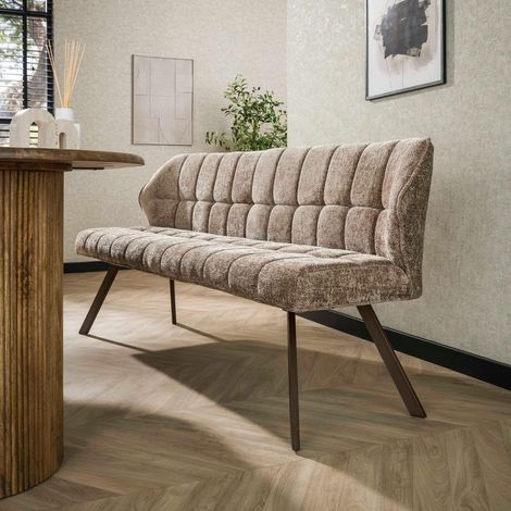 Banc de table brun chaud pieds bronze 180 cm MELBOURNE (1/3)