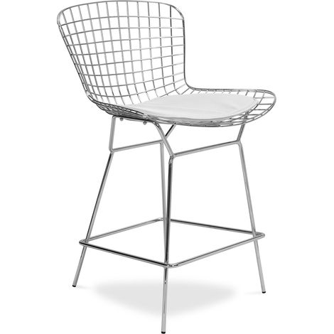 Sgabello di design con griglia in metallo - Lived Bianco