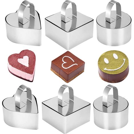 Lot de 6 cercles à pâtisserie, emporte-pièces, moules à gâteaux, cercles à pâtisserie en acier inoxydable pour mousses et desserts (1/5)