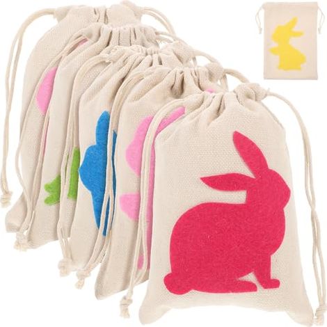 Paquet Présents à Cordon en Toile Faciles à Transporter Lot de 6 Forme Lapin Léger et Portable Pochettes à Bijoux Couleur Aléatoire pour Fête de Pâques pour (1/5)