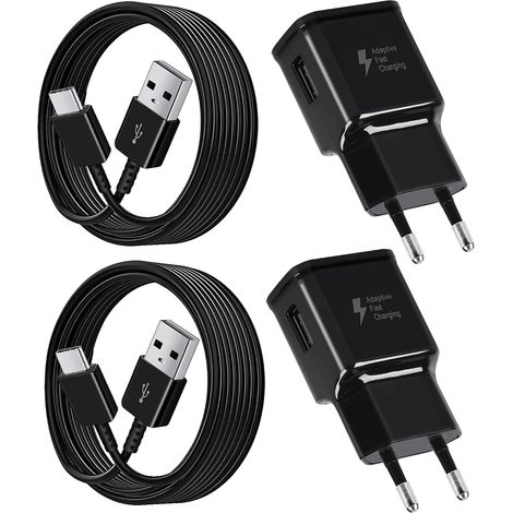 2-Pack Chargeur Rapide et Câble USB Type C pour A15 A14 A13 A04s A05s A71 A55 A54 A53 A42 A35 A34 A33 A25 A23 M53 M34 M13 S8 S9 S10 S20 S21 Plus, Chargeur USB C Tablette Telephone (1/5)